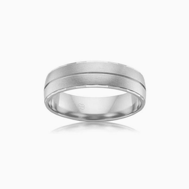 Centre Grooved Mens wedding ring B3871