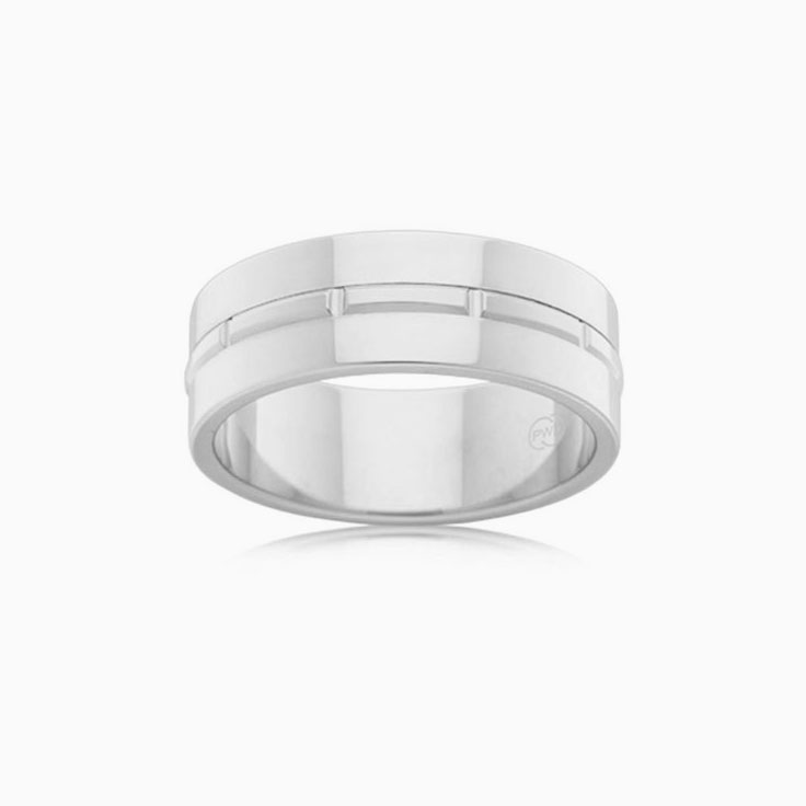 Centre Grooved Mens Ring J3449