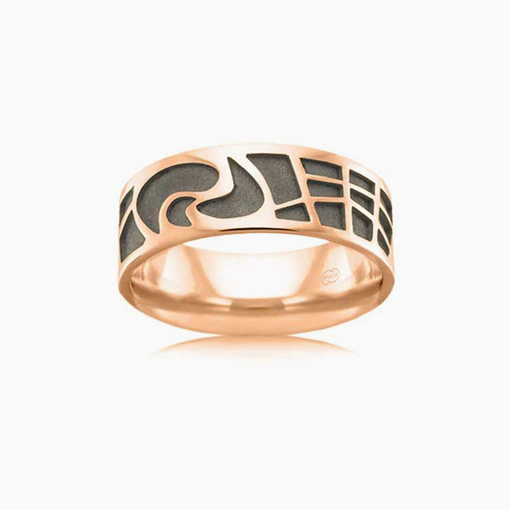 Black Rhodium Pattern mens ring J4057