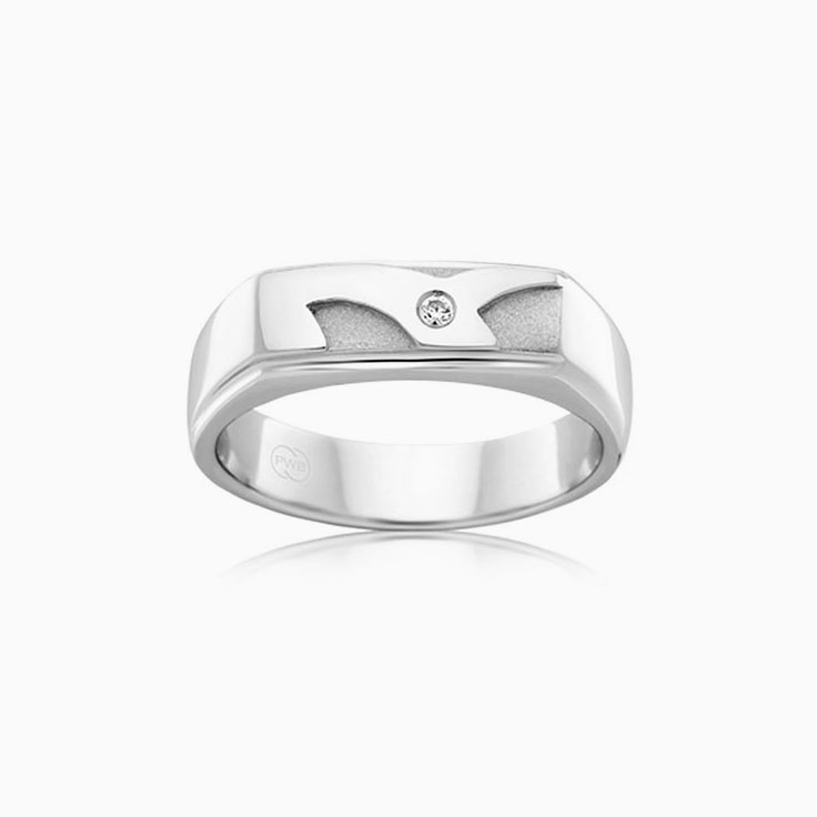 Carved Diamond Signet Ring