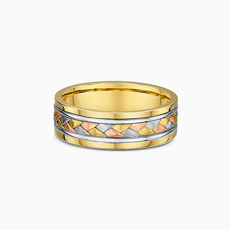 Three Tone Mens Wedding Band