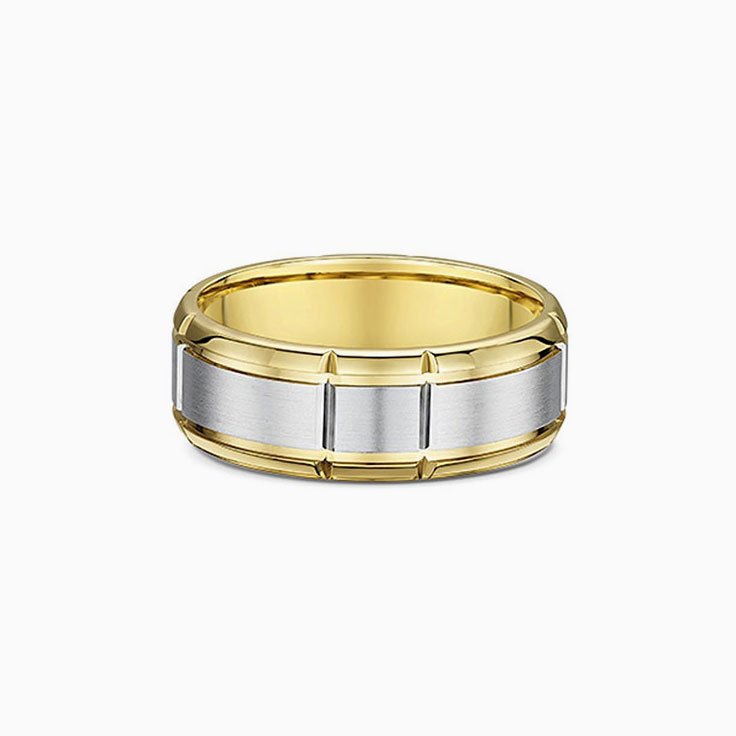 Two Tone Carved Mens Band