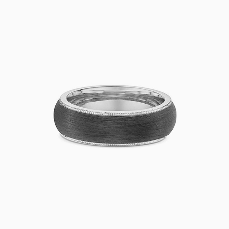 Rounded Carbon Fibre Mens Ring 586B01