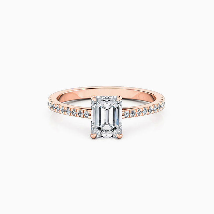 Emerald Cut Diamond Engagement Ring On A diamond Band