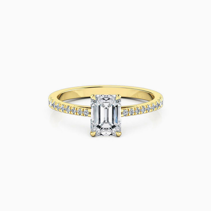 Emerald Cut Diamond Engagement Ring On A diamond Band