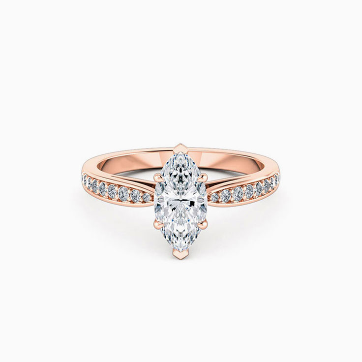 Marquise Cut Diamond Engagement Ring With pave Diamond Band
