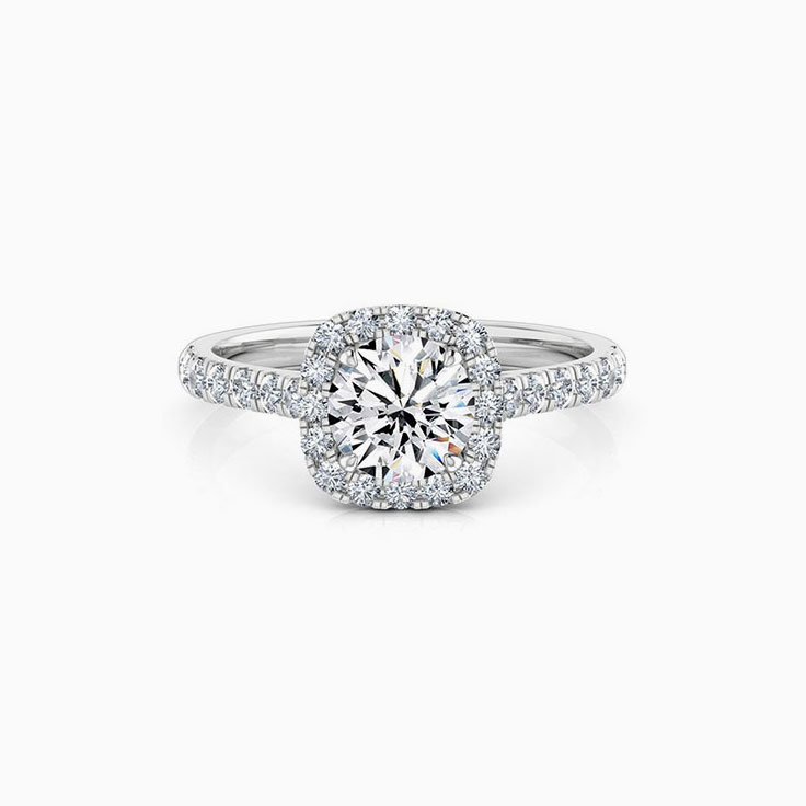 Round Diamond with a cushion halo ring