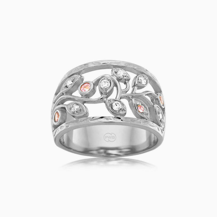 Diamond and Pink sapphire ring J3420