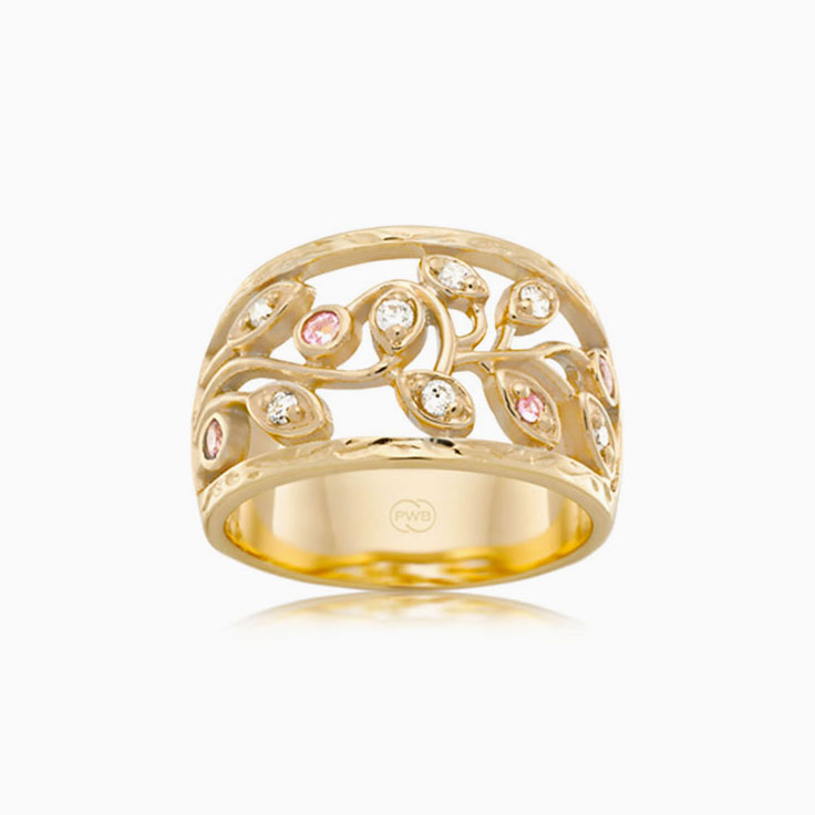 Diamond and Pink sapphire ring J3420