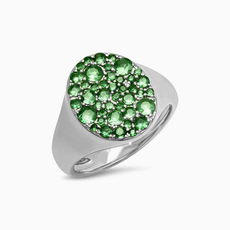 Signet Green Tsavorite Ring