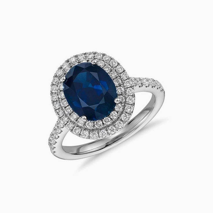 Double halo sapphire ring