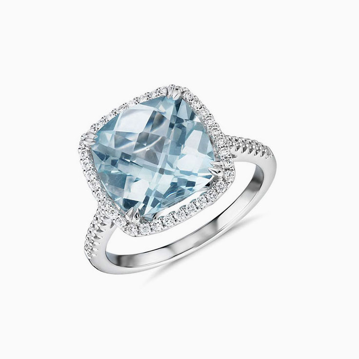 cushion Aquamarine ring
