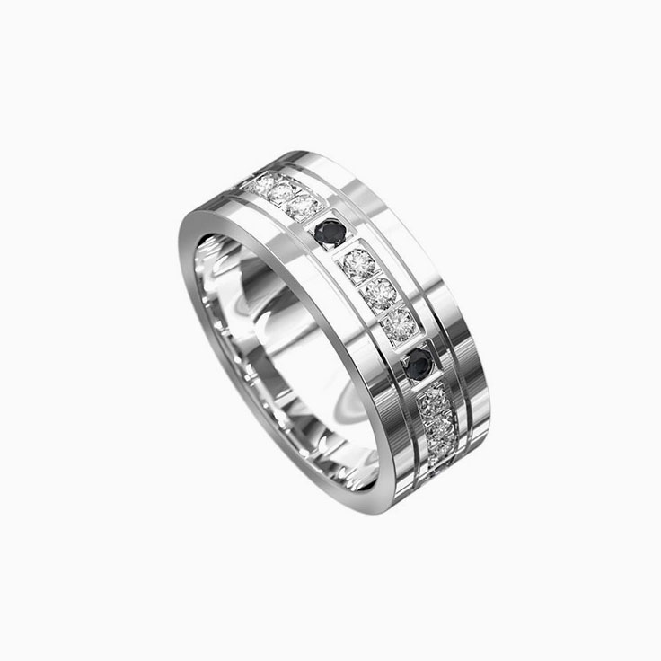 Diamond and Grooved mens ring 7050