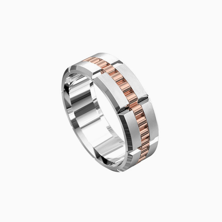 Two tone mens wedding ring 5020P
