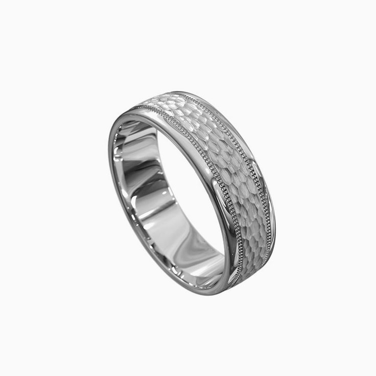 Hammered Ring With Milgrain Edges 5034