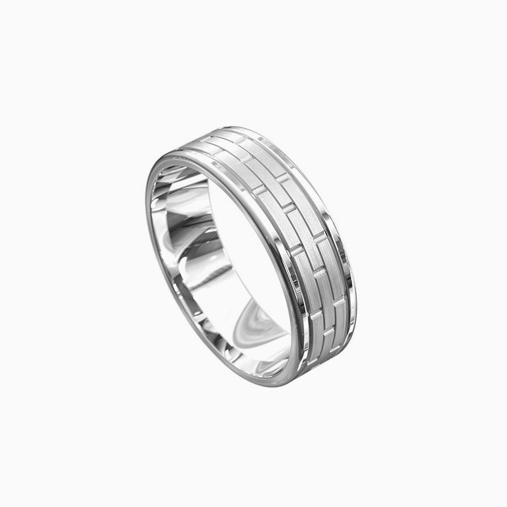 Brick Pattern Mens Ring 5086