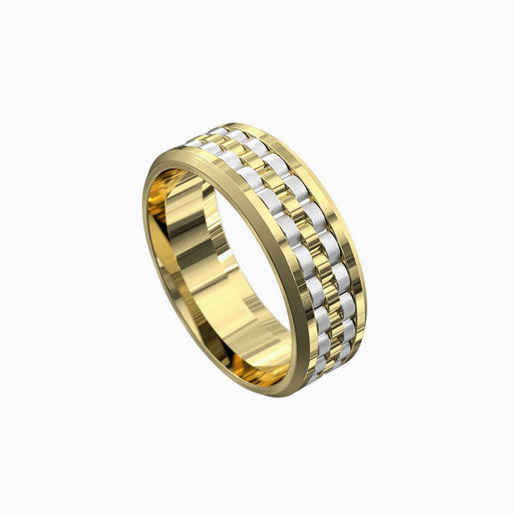 Patterned mens ring 5092