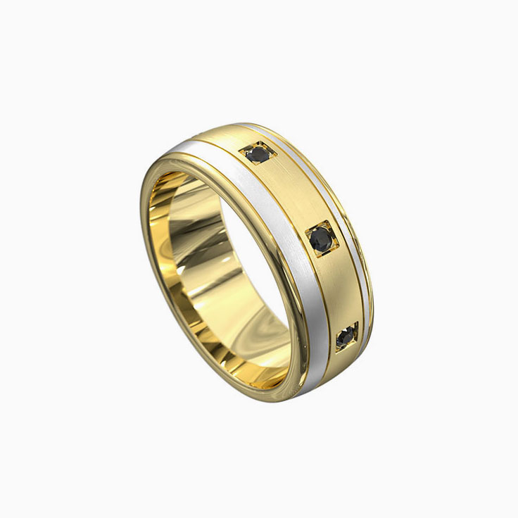 Black diamond two tone ring 7036