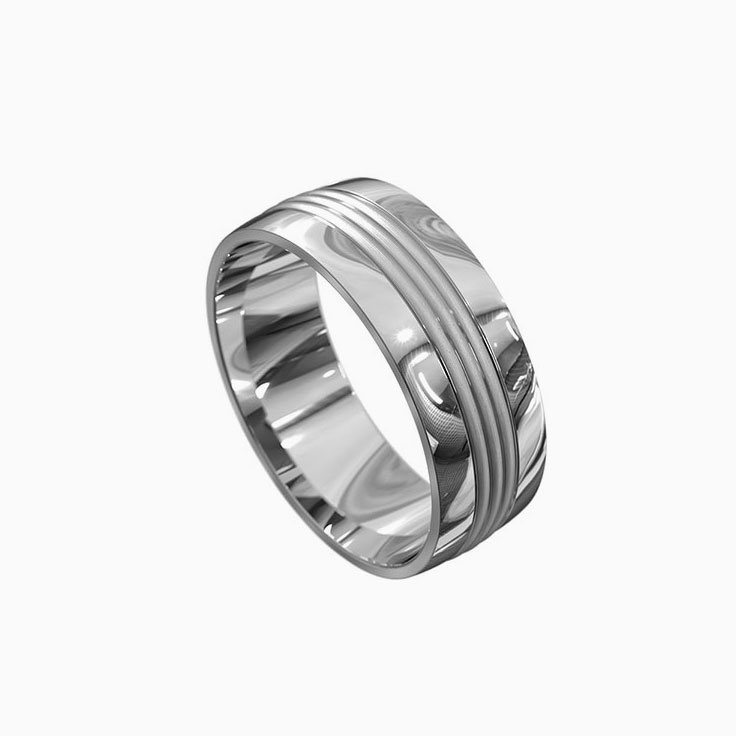 Grooved mens ring 3076
