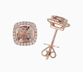 Morganite and Diamond Studs