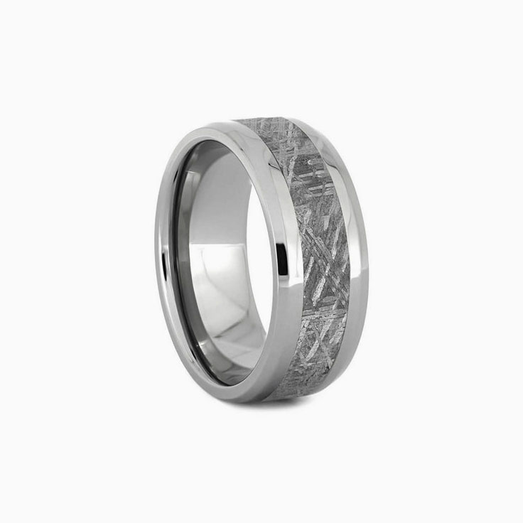Gibeon Meteorite Wedding Ring With Beveled Edges