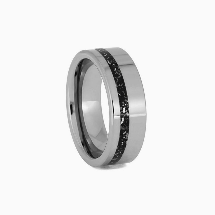 Mens Black Stardust band with Meteorite