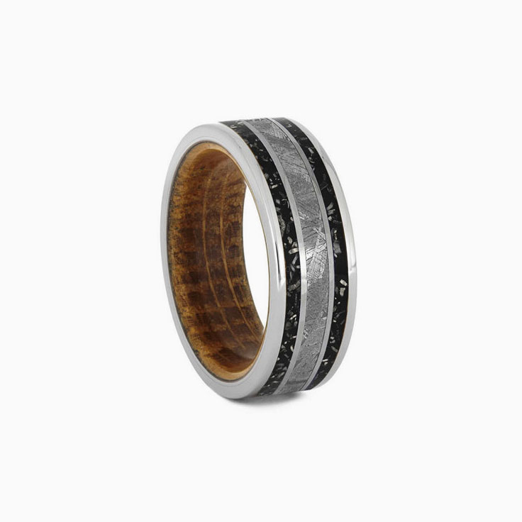 Meteorite Stardust Band With Whiskey Wood