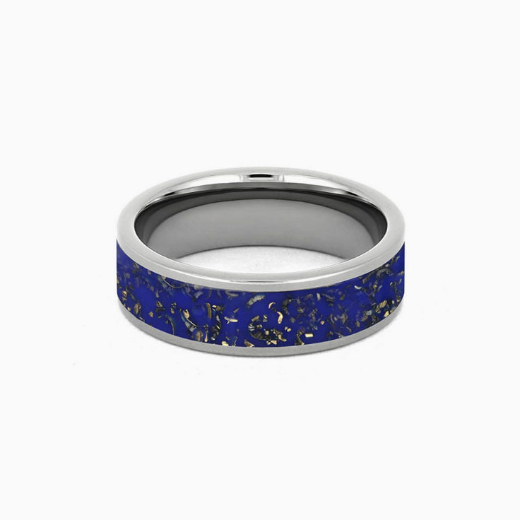 Mens Blue Stardust Wedding Band
