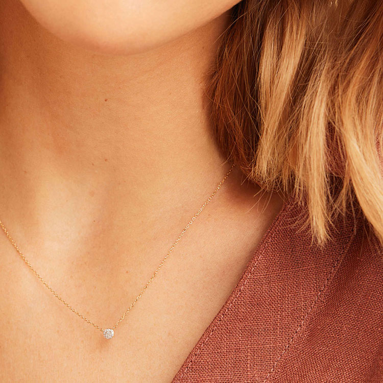 Round Pave diamond necklace
