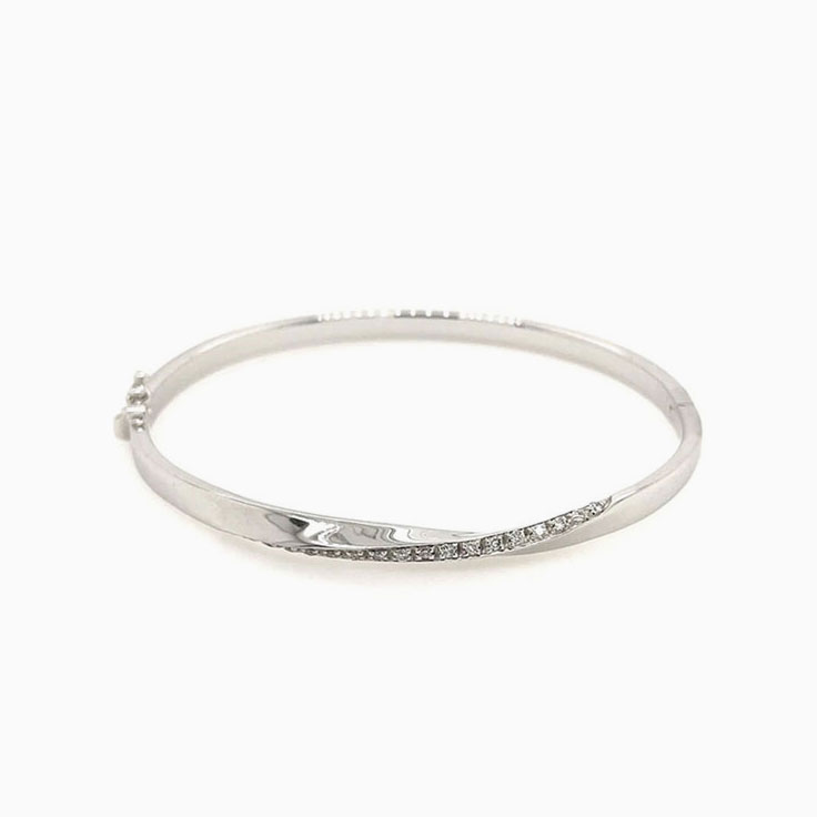 Gold And Diamond Italian Bangle