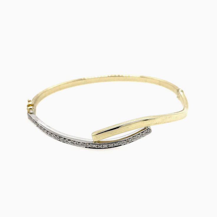 Dual Tone Gold Diamond Bangle