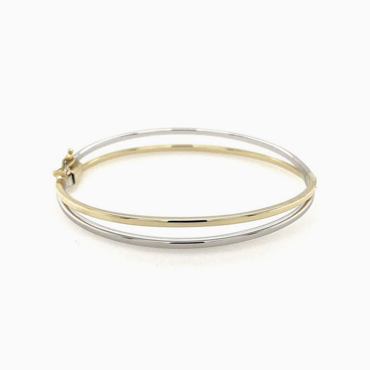 Yellow And White Gold Italian Bangle