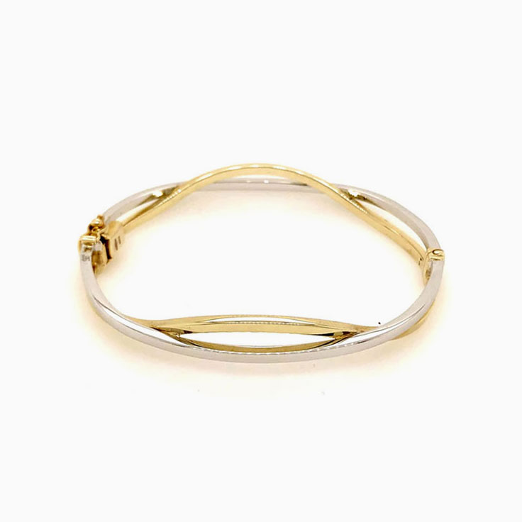 Italian Hinged Dual Tone Gold Bangle