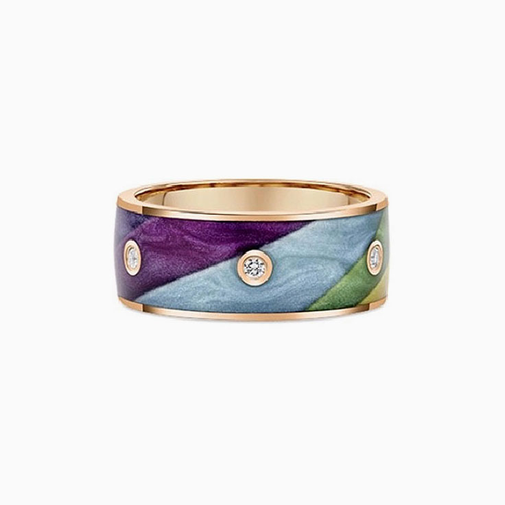 Multicolour Diamond Ceramic Ring