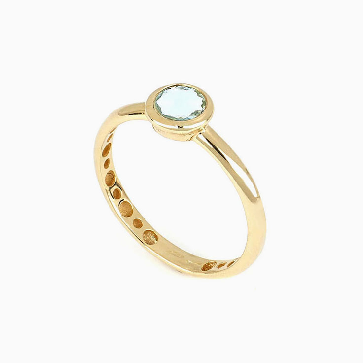 Womens Moon Ring With Topaz