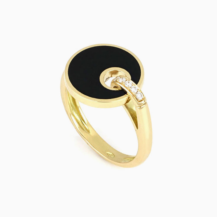 Black Onyx With Diamond Ring