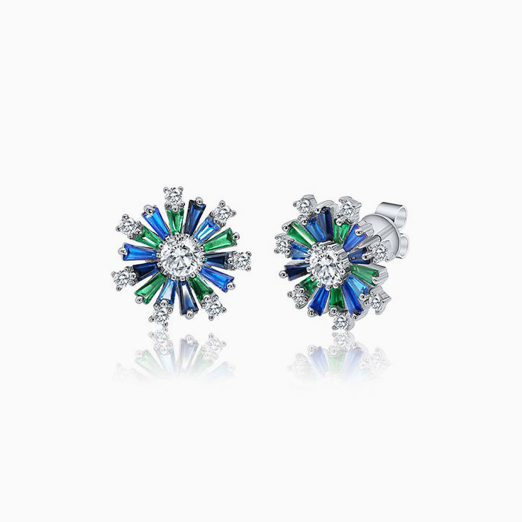 Baguette Gemstone Studs