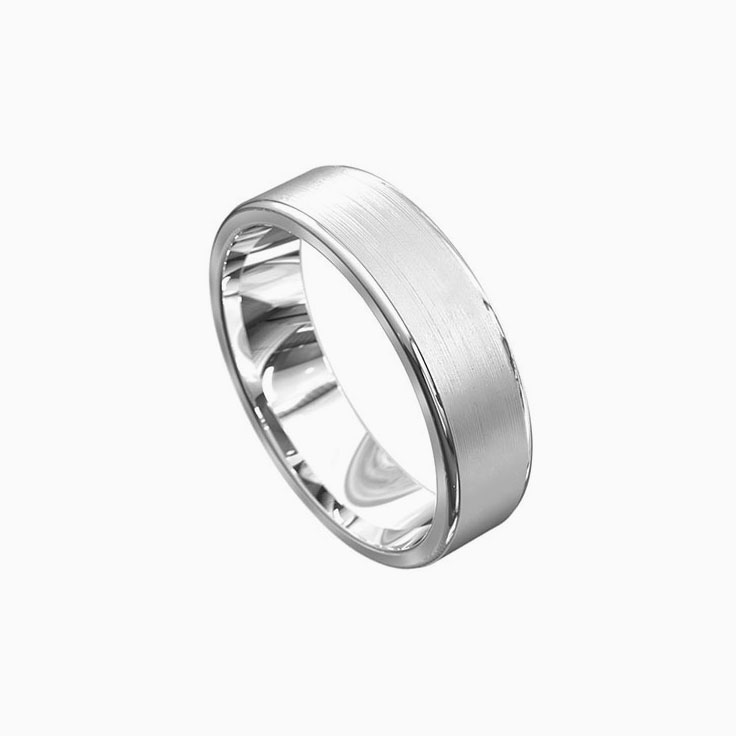 Brushed Finish Mens Ring With Beveled Edges