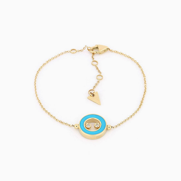 Turquoise And Diamond Circle Bracelet