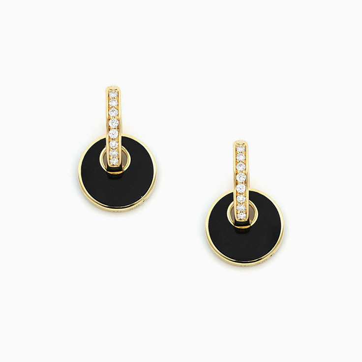 Black Onyx and Diamond Drop Earrings