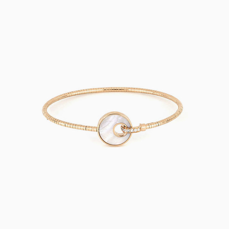 Rigid White Gemstone And Diamond Bracelet
