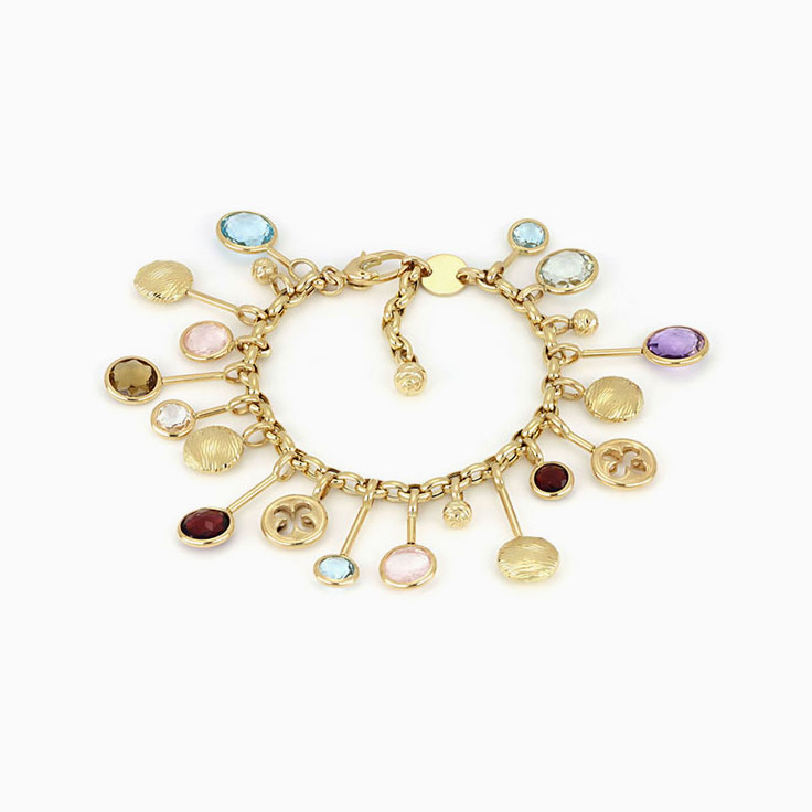 Asymmetrical Multicoloured Gemstone Bracelet
