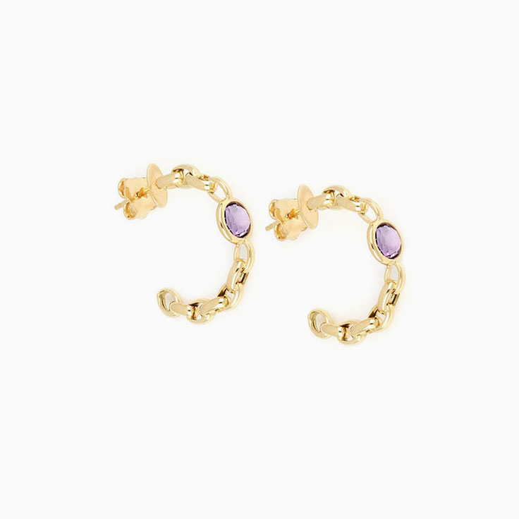 Purple Amethyst Hoop Earrings