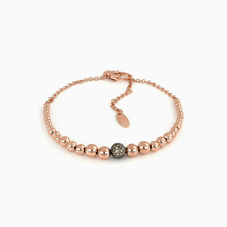 Diamond And Rose Gold Sphere Bracelet