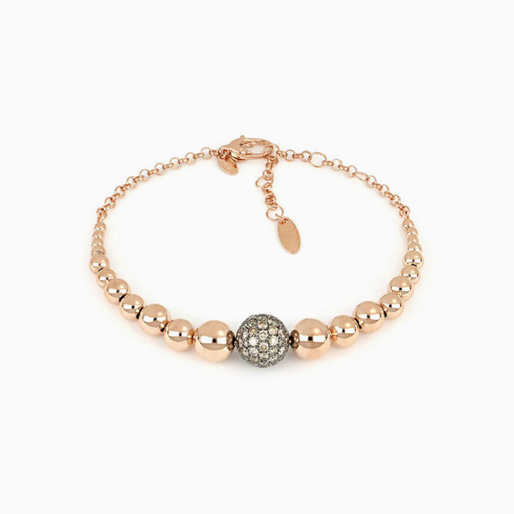 Diamond And Rose Gold Sphered Bracelet