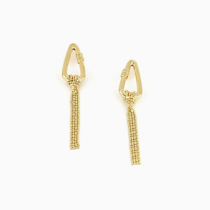 Gold Triangular Chain Drop Earrings