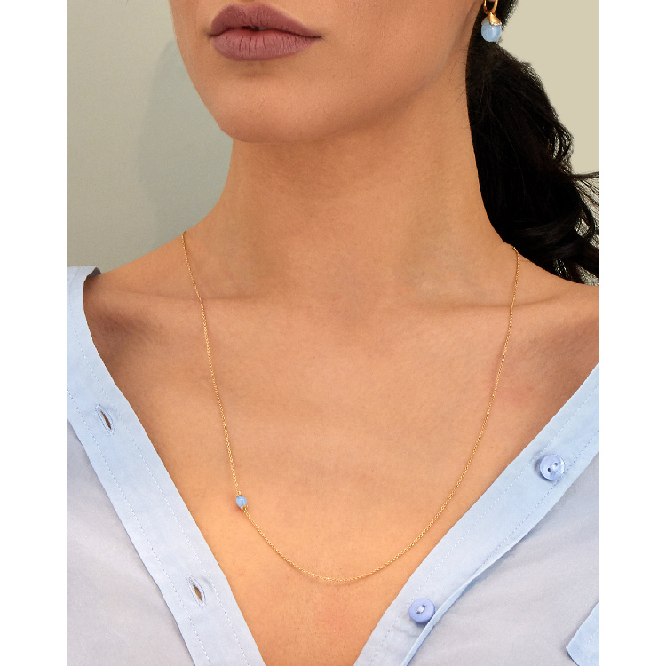 Milky Aquamarine Long Chain