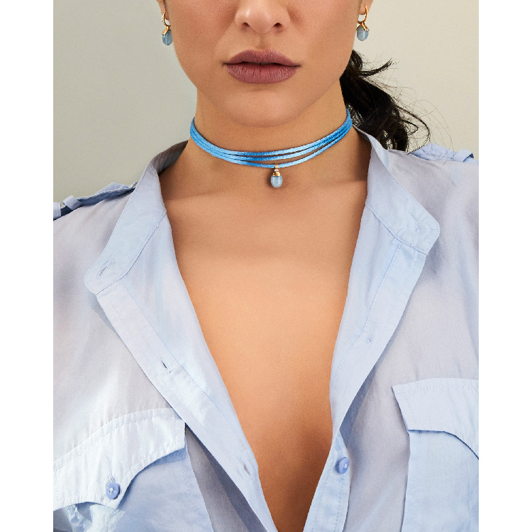Milky Aquamarine Blue Choker