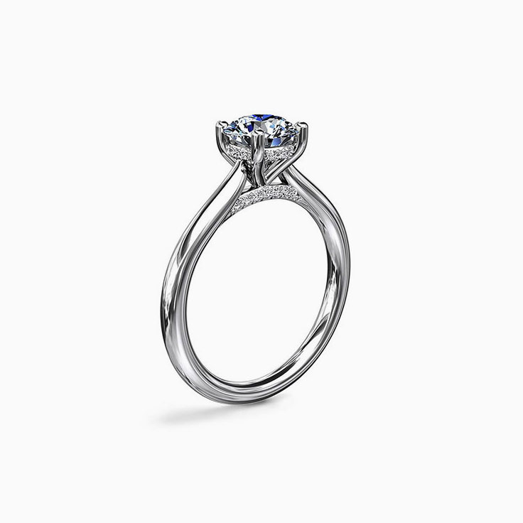 Hidden Halo And Solitaire Diamond Engagement Band