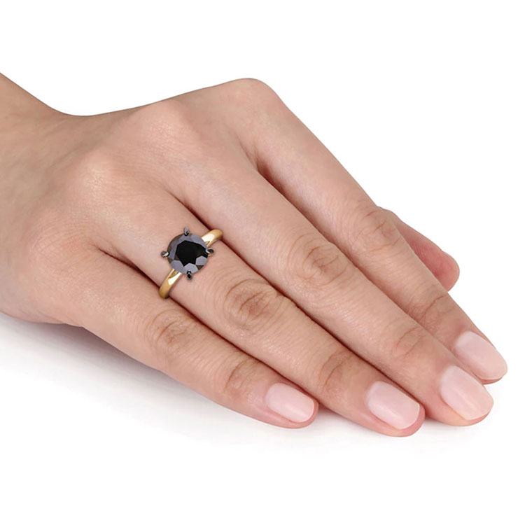Black diamond solitaire engagement ring